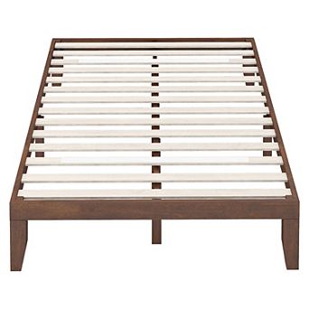 14 Inch Full Size Wood Platform Bed Frame with Wood Slat Support