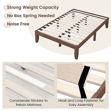 14 Inch Full Size Wood Platform Bed Frame with Wood Slat Support