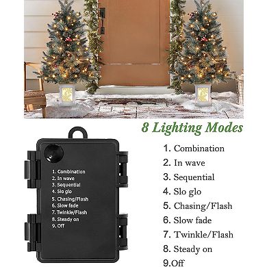 2pcs Small Christmas Tree, 3FT Artificial Christmas Trees with Snowflake Light Box for Holiday Decor