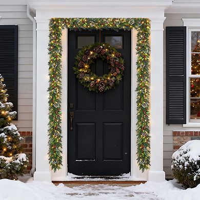 9 FT Christmas Garland for Front Door, w/Pine Cones Winter, Xmas Garland for Indoor Porch Party