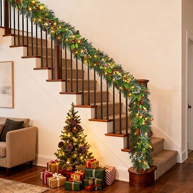 9 FT Christmas Garland for Front Door, w/Pine Cones Winter, Xmas Garland for Indoor Porch Party