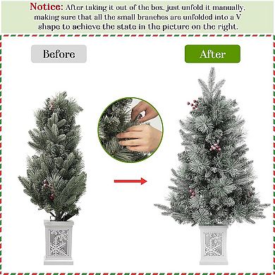 Small Christmas Tree, 3FT Artificial Christmas Trees with Snowflake Light Box for Holiday Decor