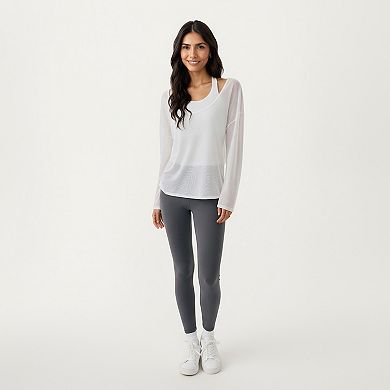 2-Piece Women's Long Sleeve Sheer Pullover Top Set with Off Shoulder Neckline and Relaxed Fit