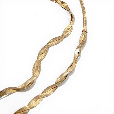 Women's Twisted Leaf Pattern Metal Waist Belt with Adjustable Chain Closure 45.5in