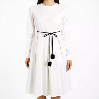 Women's Slim Cord Waist Belt with Bow Tie Design and Adjustable Tassel Ends 65.5x0.8 in