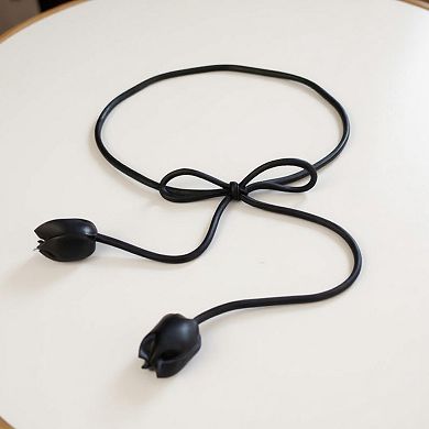 Women's Slim Cord Waist Belt with Bow Tie Design and Adjustable Tassel Ends 65.5x0.8 in