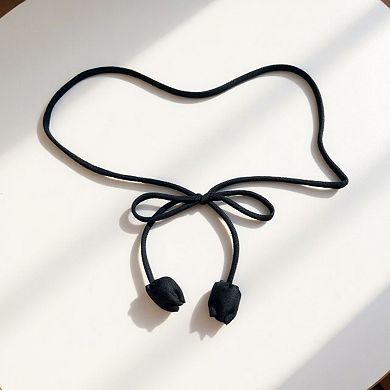 Women's Slim Cord Waist Belt with Bow Tie Design and Adjustable Tassel Ends 65.5x0.8 in