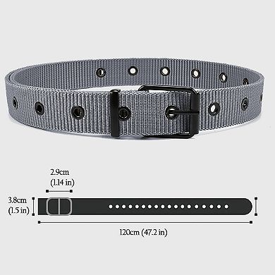 Women's Nylon Waist Belt with Multiple Holes & Black Buckle