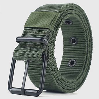 Women's Nylon Waist Belt with Multiple Holes & Black Buckle