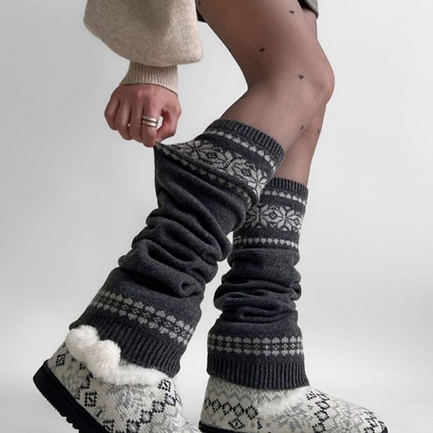 Leg Warmers / Cuffs - Coarse Knit, One Size Fits Most In Black, Gray, Brown