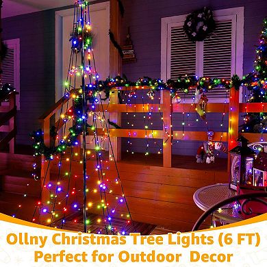 Ollny 234 LED 6ft-High Multicolor Christmas Tree Lights (8 Modes, IP67 Waterproof, Green Wire)