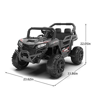 Whisen 12V 2-Seater Kids Ride-On Car with High Chassis and Anti-Slip Grip Wheels