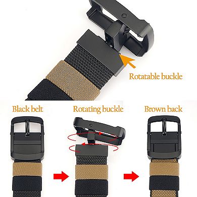 Women's Reversible 2-Color Nylon Waist Belt with Zinc Alloy Buckle