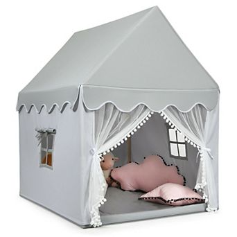 Kids Large Play Castle Fairy Tent With Mat-gray