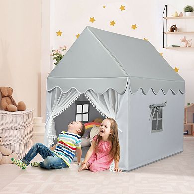 Kids Large Play Castle Fairy Tent With Mat-gray