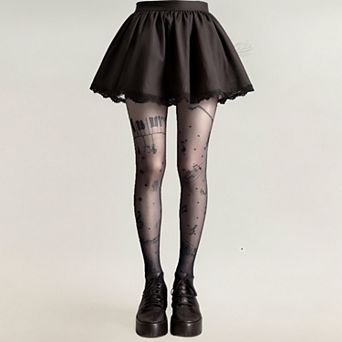 Women's Sheer Tights with Musical Note and Piano Pattern Design