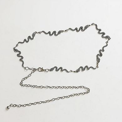Women's Snake Chain Belt with Adjustable Link and Dangle Charm Detail 45.5 in