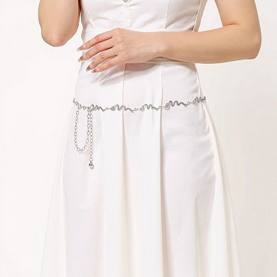 Women's Snake Chain Belt with Adjustable Link and Dangle Charm Detail 45.5 in