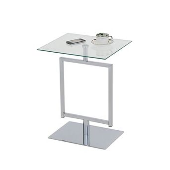 Kings Brand Furniture Side End Table with Metal Base and Tempered Glass Top