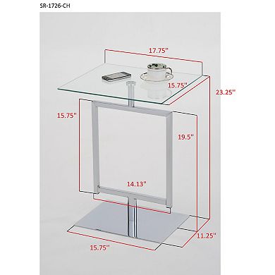 Kings Brand Furniture Side End Table with Metal Base and Tempered Glass Top