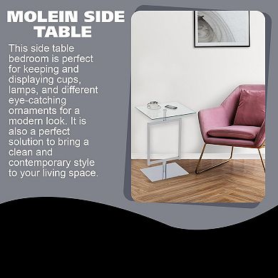 Kings Brand Furniture Side End Table with Metal Base and Tempered Glass Top