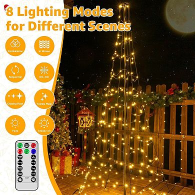 Ollny 234 LED 6ft-High Warm White Christmas Tree Lights (8 Modes, IP67 Waterproof, Green Wire)