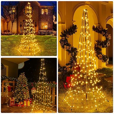 Ollny 234 LED 6ft-High Warm White Christmas Tree Lights (8 Modes, IP67 Waterproof, Green Wire)
