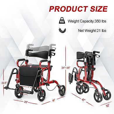 The Ultimate 2-in-1 Folding Rollator and Transport Wheelchair
