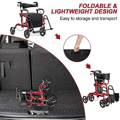 The Ultimate 2-in-1 Folding Rollator and Transport Wheelchair
