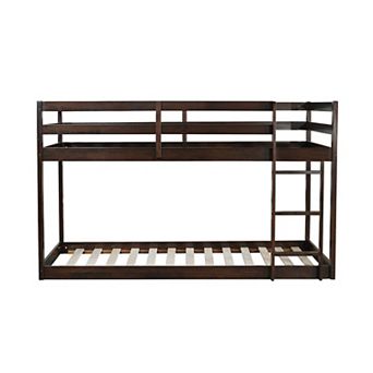 Whisen Wooden Twin over Twin Loft Bed with Ladder ,Upper and Bottom Bed Platforms