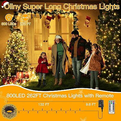 Ollny 800 LED 262ft Warm White String Lights Green Cable