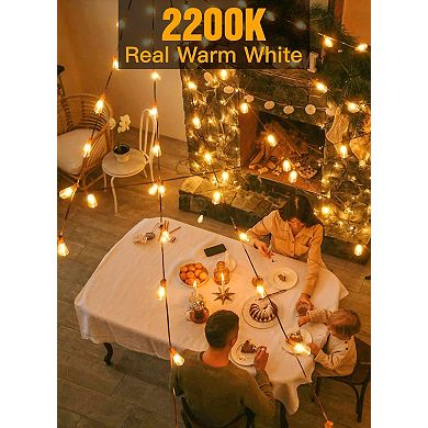 Ollny 30FT ST38 Warm White Outdoor Patio Lights 15 Bulbs