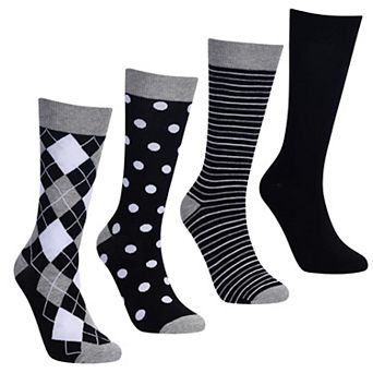 No Cold Feet Men’s Colorful Dress Socks, Mid-Calf Combed Cotton 4-Pack, U.S. Men's Size 8-13