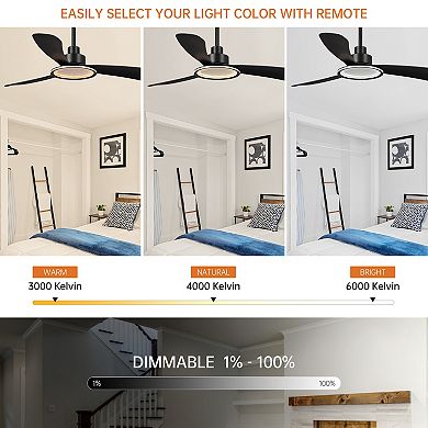 52" Bohemian Industrial DC Motor Downrod Mount Reversible Ceiling Fan with Lighting and Remote