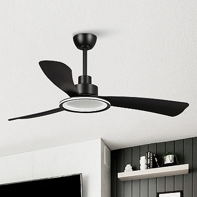52" Bohemian Industrial DC Motor Downrod Mount Reversible Ceiling Fan with Lighting and Remote