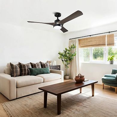 52" Modern Black Dimming LED Ceiling Fan with Light and Remote