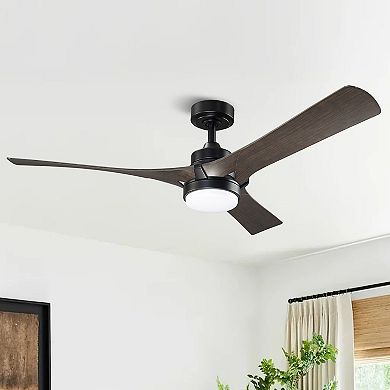 52" Modern Black Dimming LED Ceiling Fan with Light and Remote