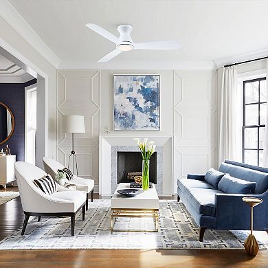 52 in. Integrated LED White Reversible DC Motor Ceiling Fan with Light and Remote