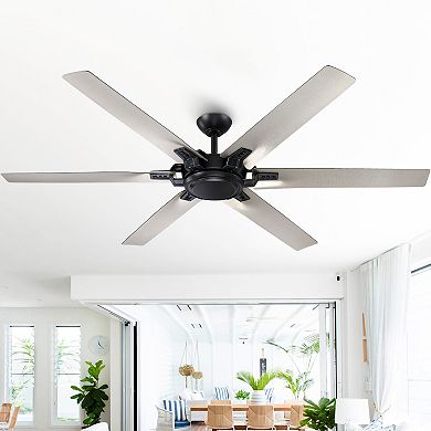 70 in. Indoor Black 6-Speed DC Reversible Motor Ceiling Fan with Light and Remote