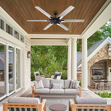 70 in. Indoor Black 6-Speed DC Reversible Motor Ceiling Fan with Light and Remote