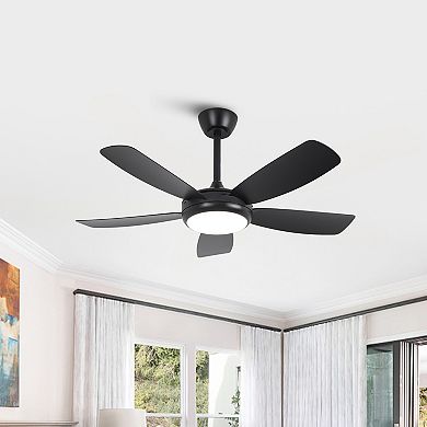 42" Black Modern LED Ceiling Fan with Light and Remote