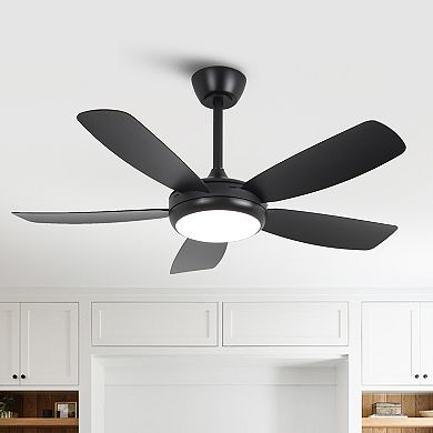 42" Black Modern LED Ceiling Fan with Light and Remote