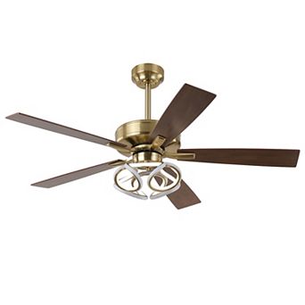 52" Modern Gold Smart Dimmable RGB Ceiling Fan with Light and Remote and App Control