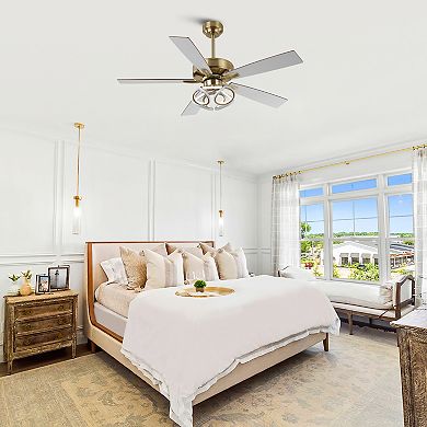 52" Modern Gold Smart Dimmable RGB Ceiling Fan with Light and Remote and App Control