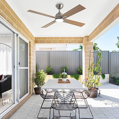 48-inch Gold Plywood Modern Dimmable Ceiling Fan with Light and Remote