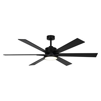65" Modern 6-Blade Black LED Ceiling Fan with Remote Control