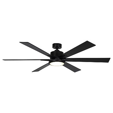 65" Modern 6-Blade Black LED Ceiling Fan with Remote Control