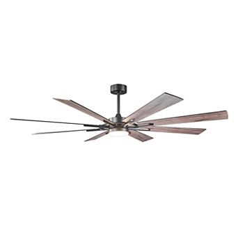 60" Matte Black Large Ceiling Fan with LED Light & Reversible Blades