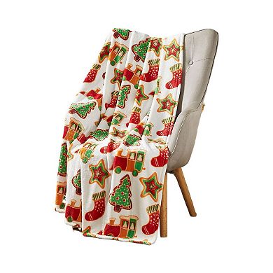 Kate Aurora Christmas Trains and Stockings Oversized Ultra Soft and Plush Throw Accent Blanket