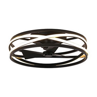 20-inch Matte Black Flush Mount Low Profile Ceiling Fan with Remote and Light Kits